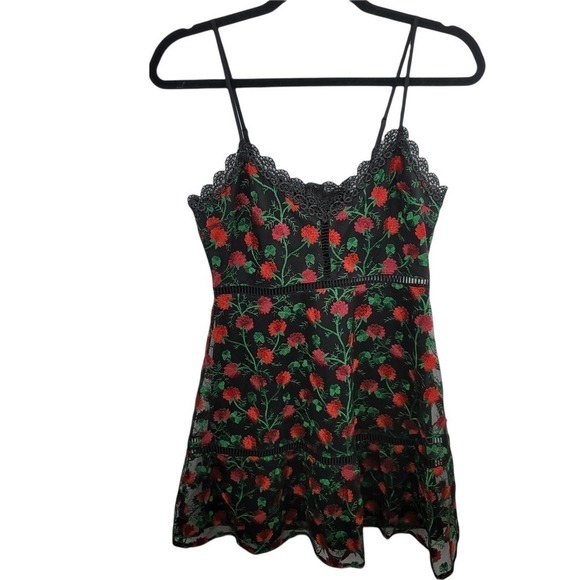 JACK by BB Dakota Nothin to Mesh With Black Floral Embroidered Skater Dress NEW - Picture 3 of 10